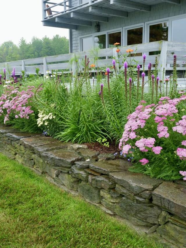 Considering plant heights and growth habits when combining perennials and annuals.